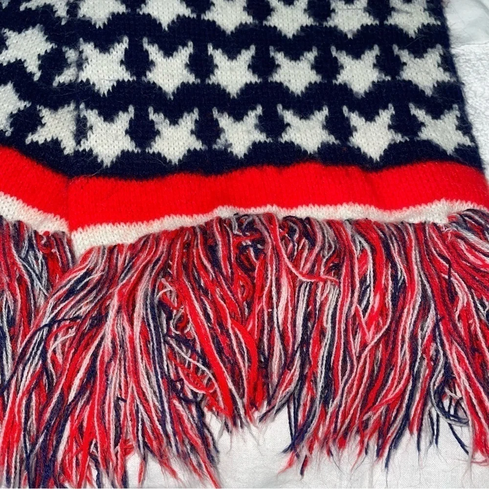 USA flag knit scarf fringe stars stripes Americana American United States